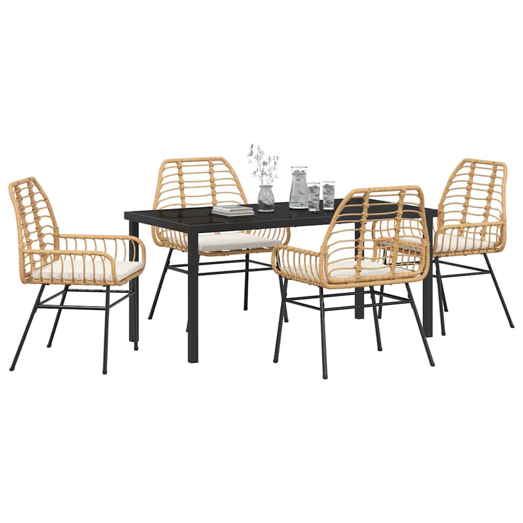 Have Spisebordssæt 5 pcs Brun polyrattan