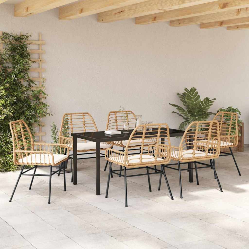 Have Spisebordssæt 7 pcs Brun polyrattan