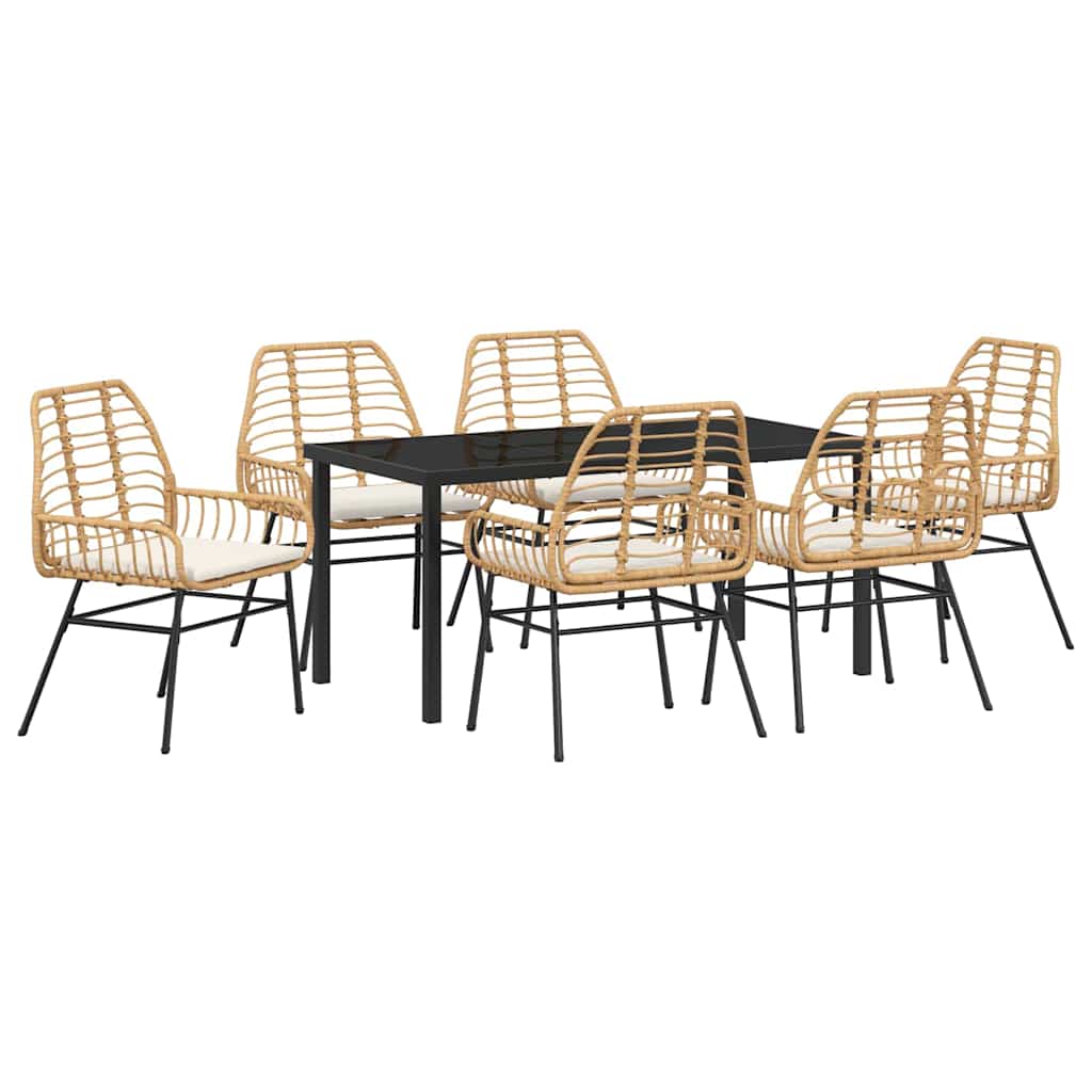 Have Spisebordssæt 7 pcs Brun polyrattan