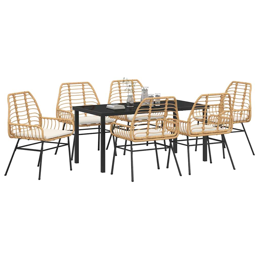 Have Spisebordssæt 7 pcs Brun polyrattan