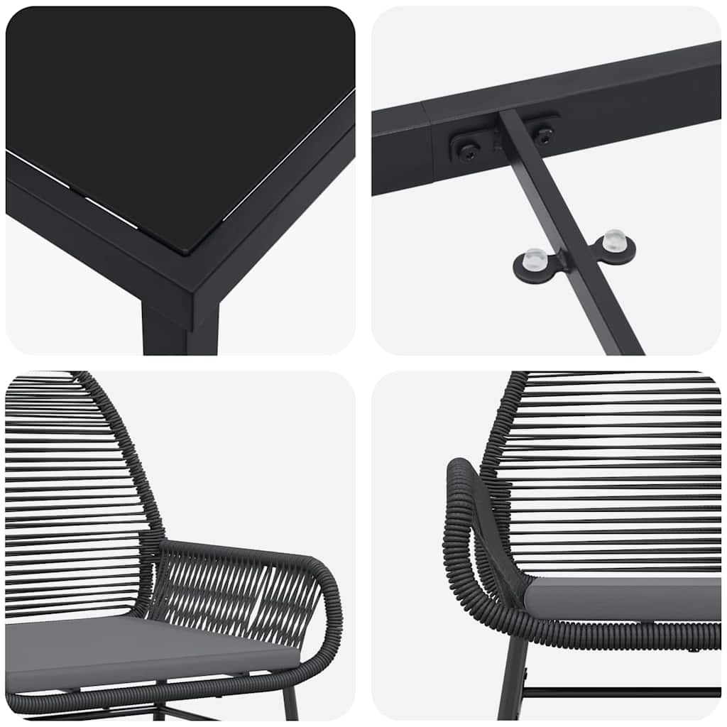 Have Spisebordssæt 3 pcs Sort polyrattan