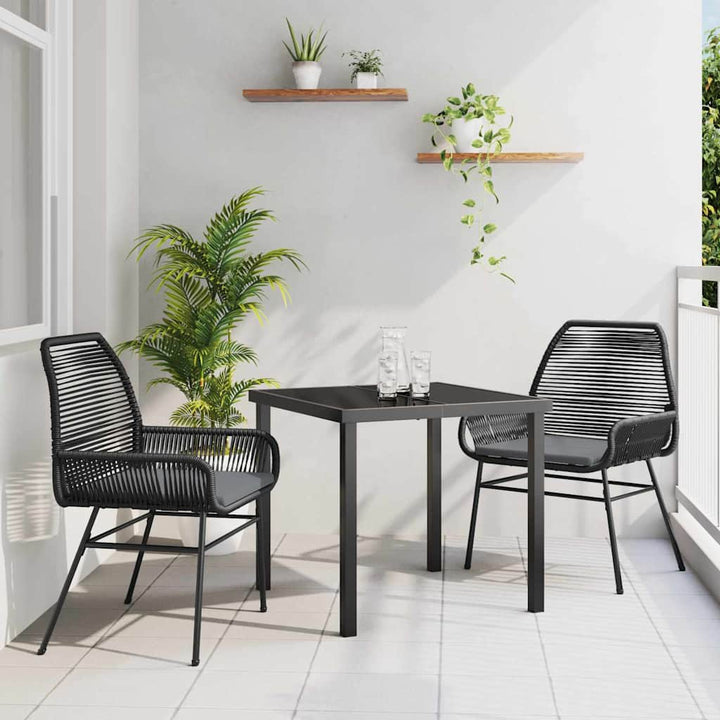 Have Spisebordssæt 3 pcs Sort polyrattan