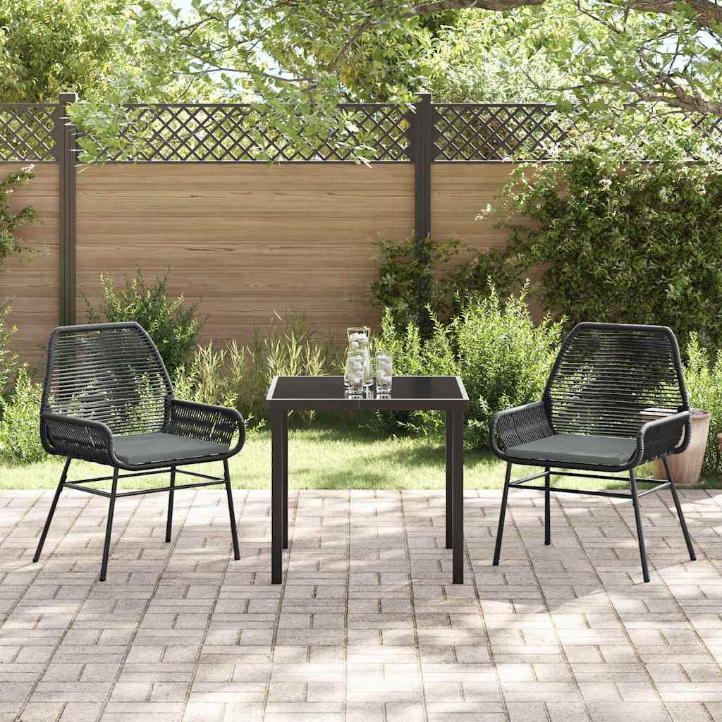 Have Spisebordssæt 3 pcs Sort polyrattan