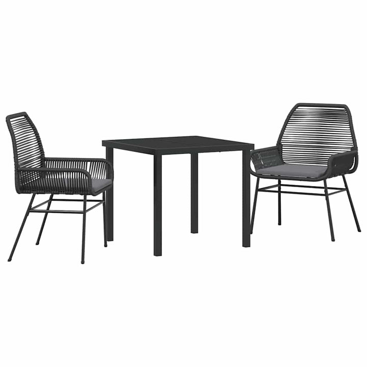Have Spisebordssæt 3 pcs Sort polyrattan