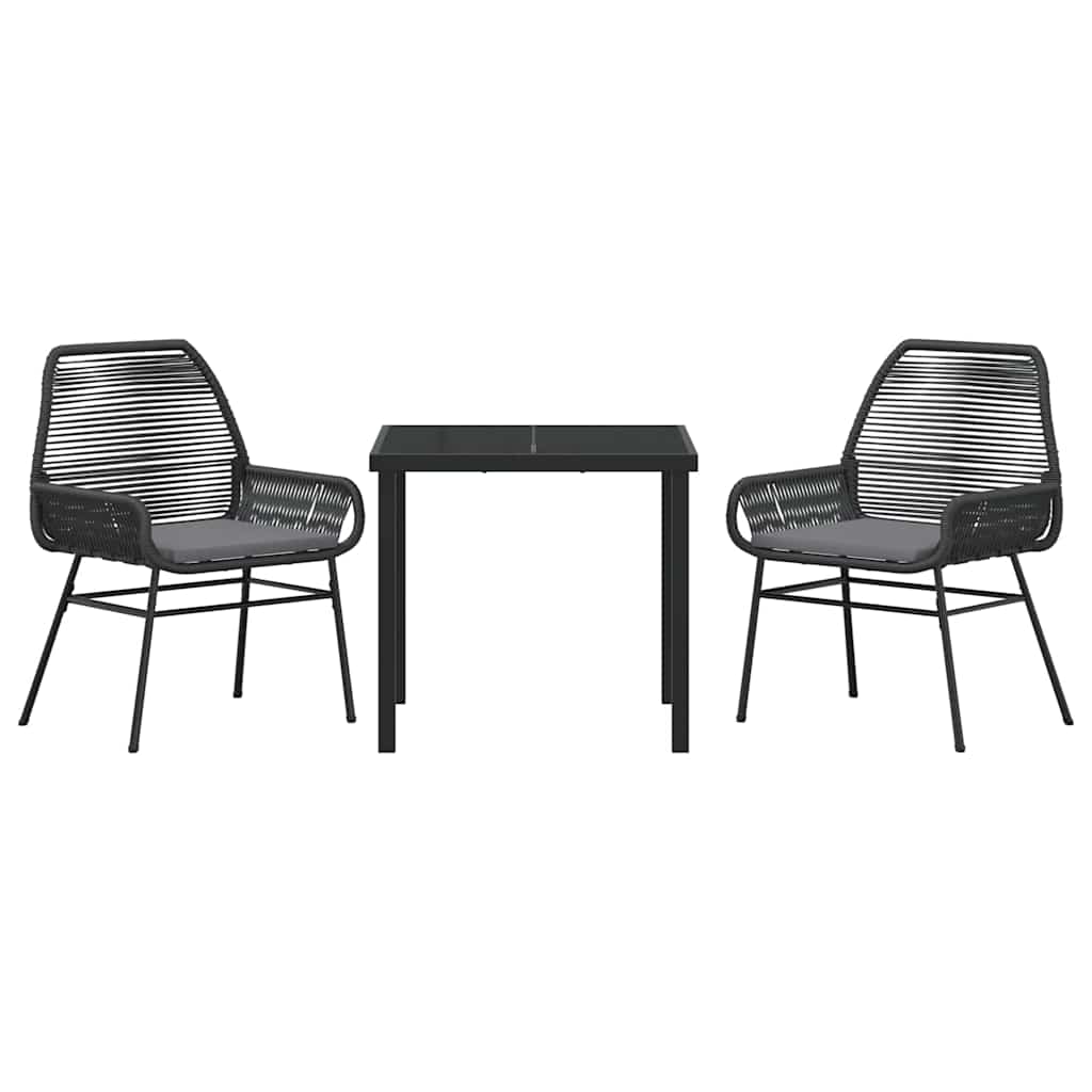 Have Spisebordssæt 3 pcs Sort polyrattan