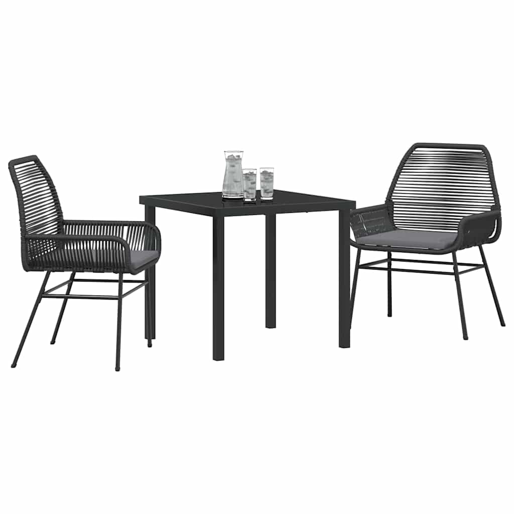 Have Spisebordssæt 3 pcs Sort polyrattan