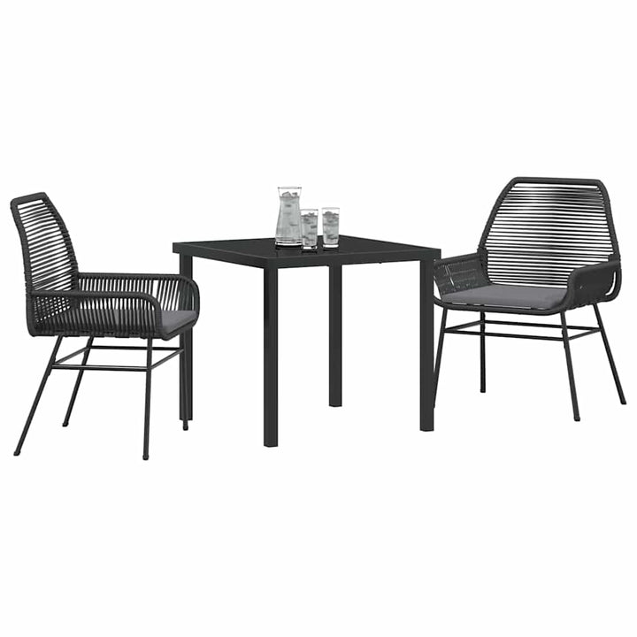 Have Spisebordssæt 3 pcs Sort polyrattan