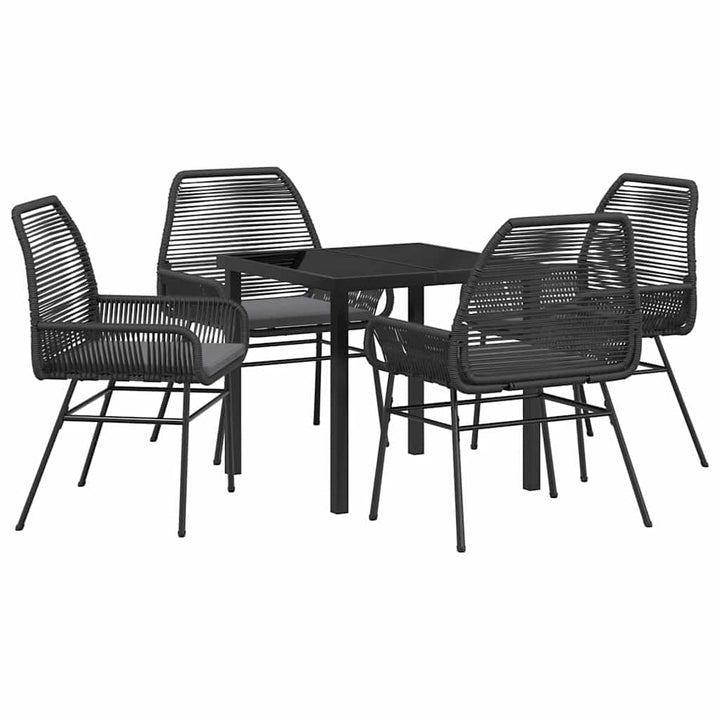 Have Spisebordssæt 5 pcs Sort polyrattan