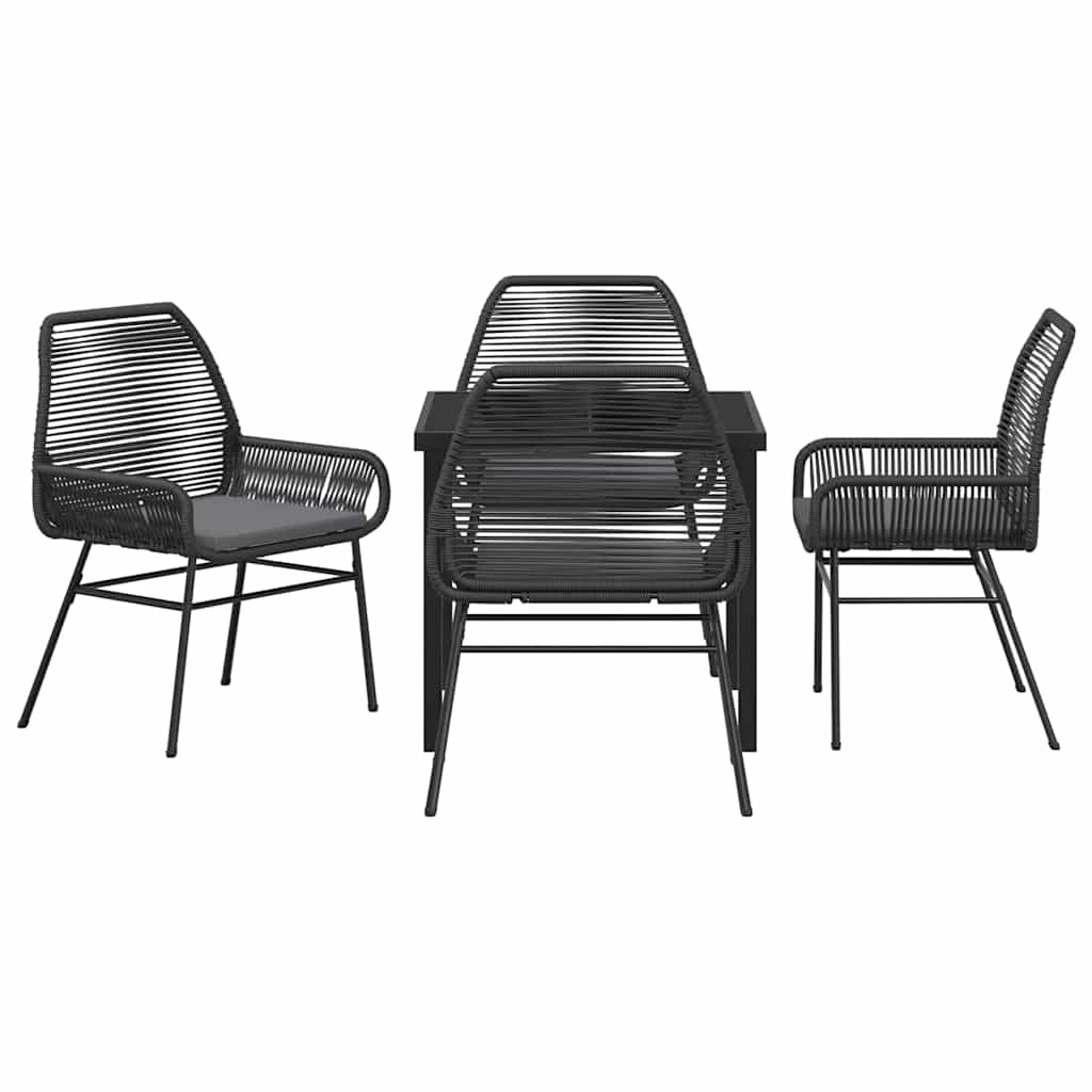 Have Spisebordssæt 5 pcs Sort polyrattan