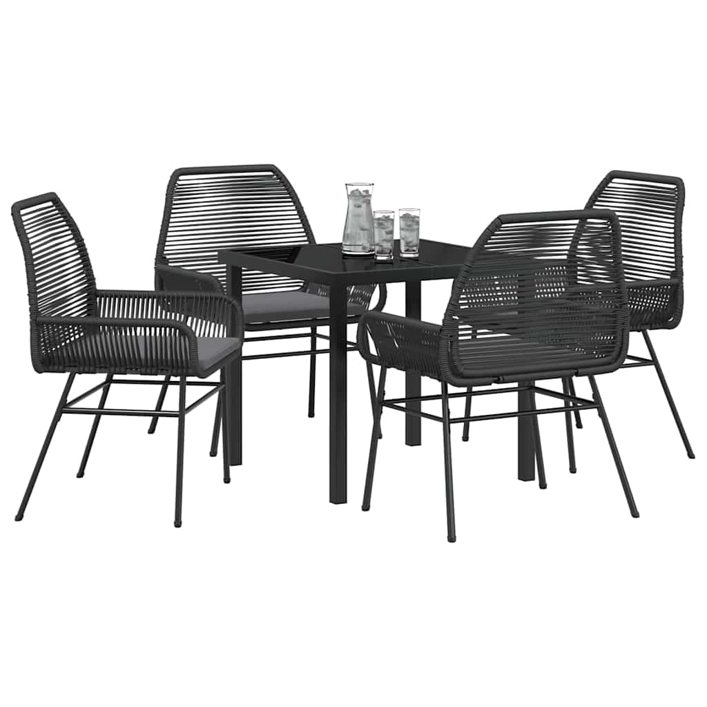 Have Spisebordssæt 5 pcs Sort polyrattan