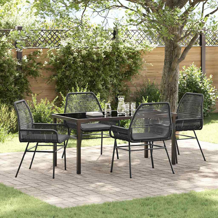 Have Spisebordssæt 5 pcs Sort polyrattan
