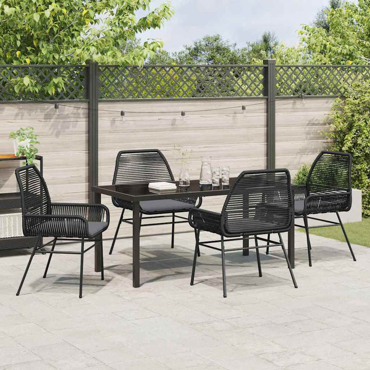 Have Spisebordssæt 5 pcs Sort polyrattan