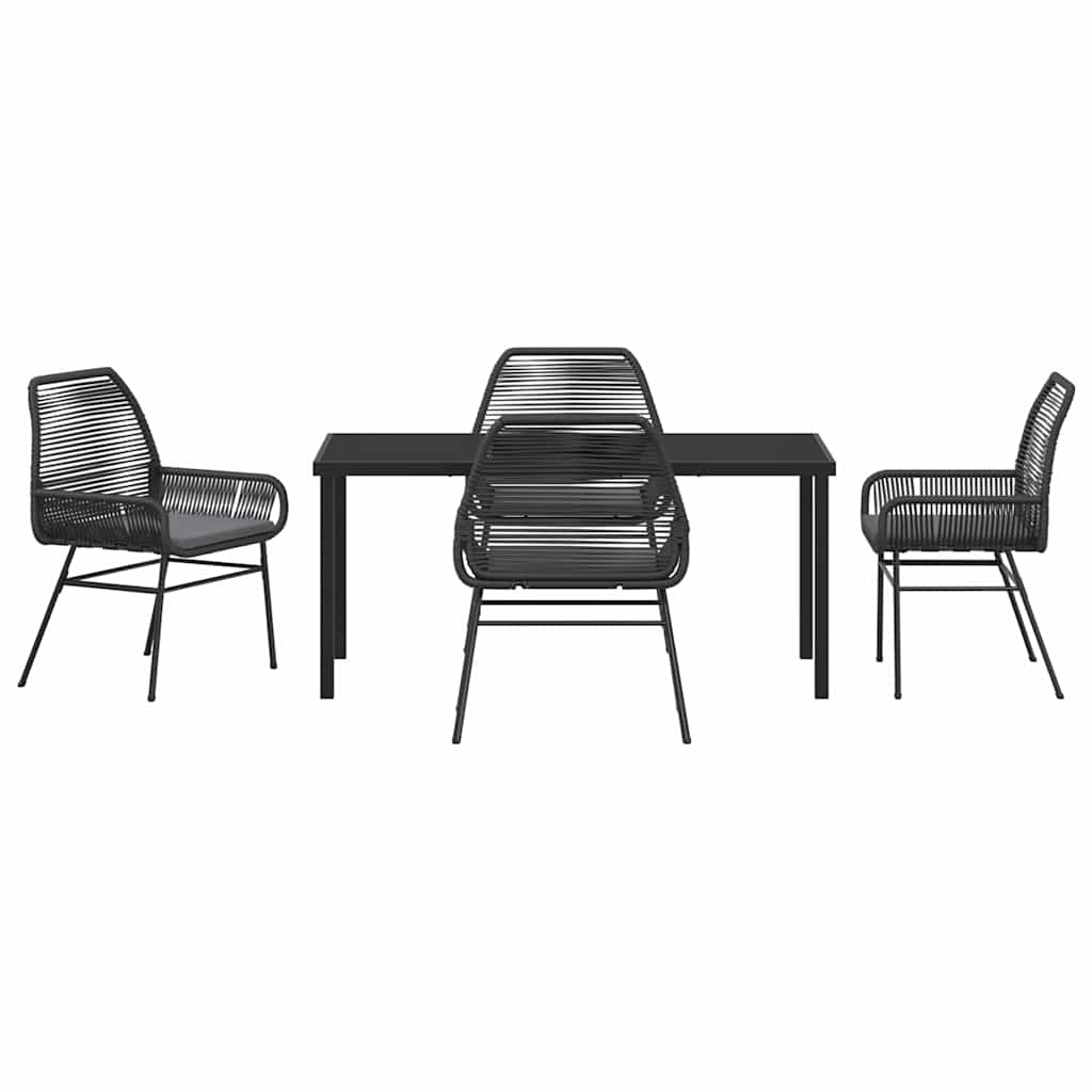 Have Spisebordssæt 5 pcs Sort polyrattan