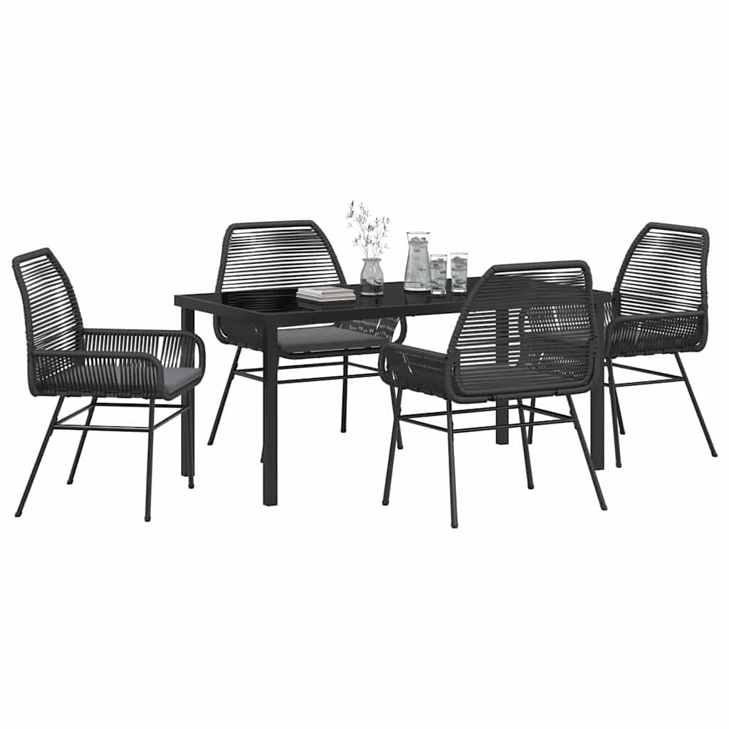 Have Spisebordssæt 5 pcs Sort polyrattan