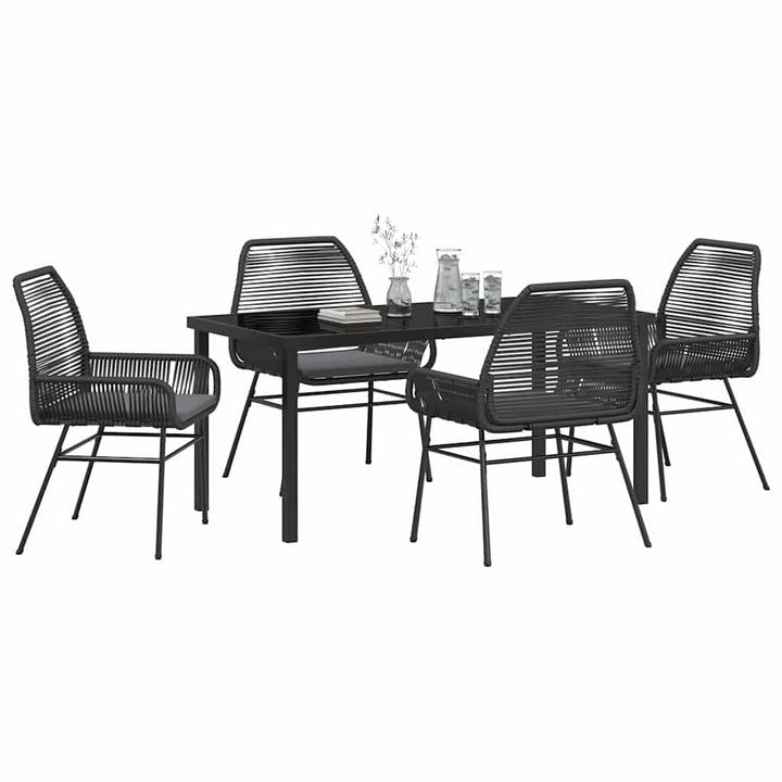 Have Spisebordssæt 5 pcs Sort polyrattan