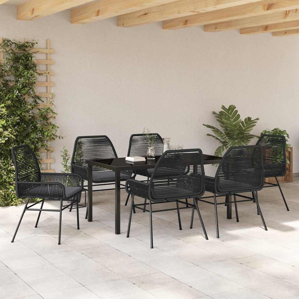 Have Spisebordssæt 7 pcs Sort polyrattan