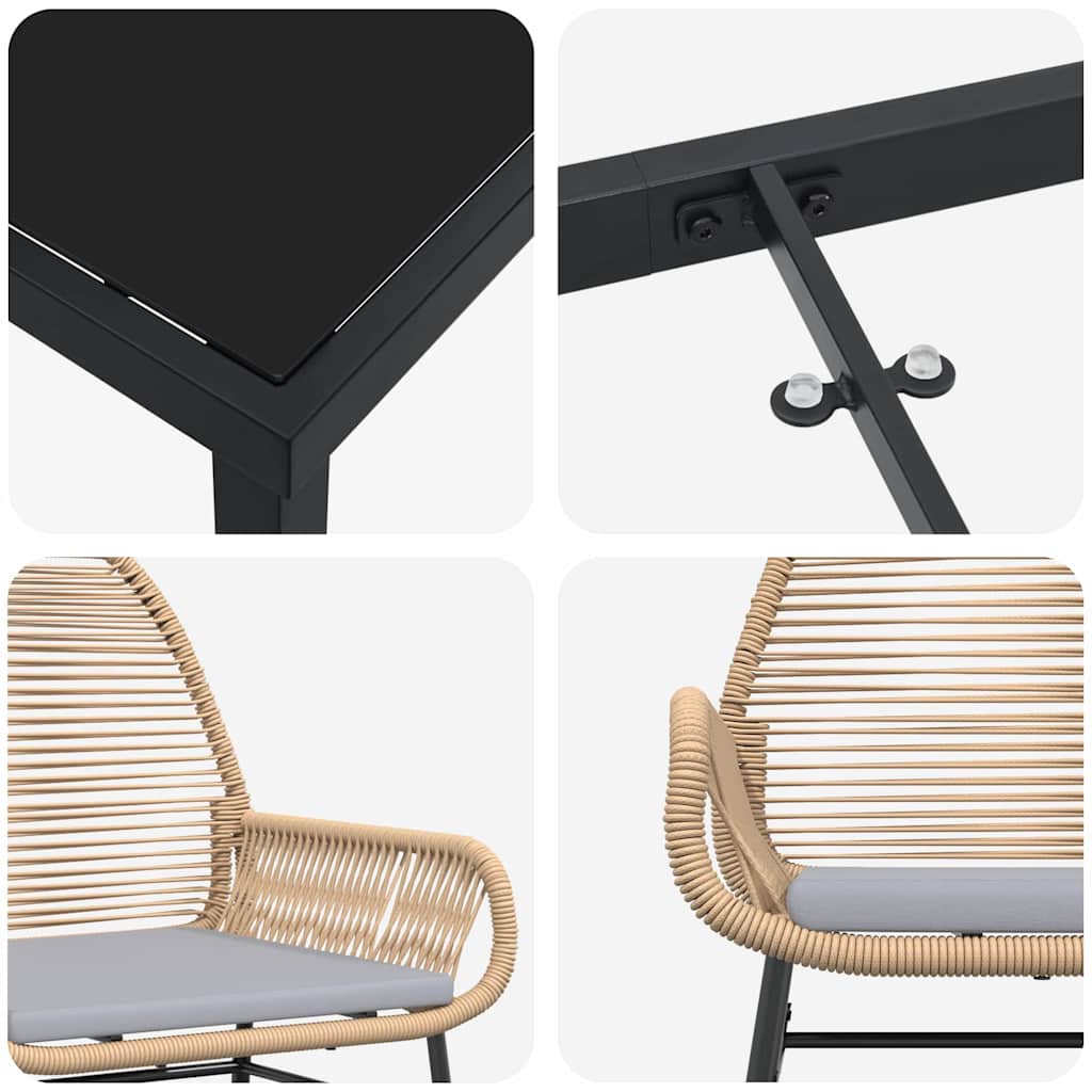 Have Spisebordssæt 3 pcs Brun polyrattan