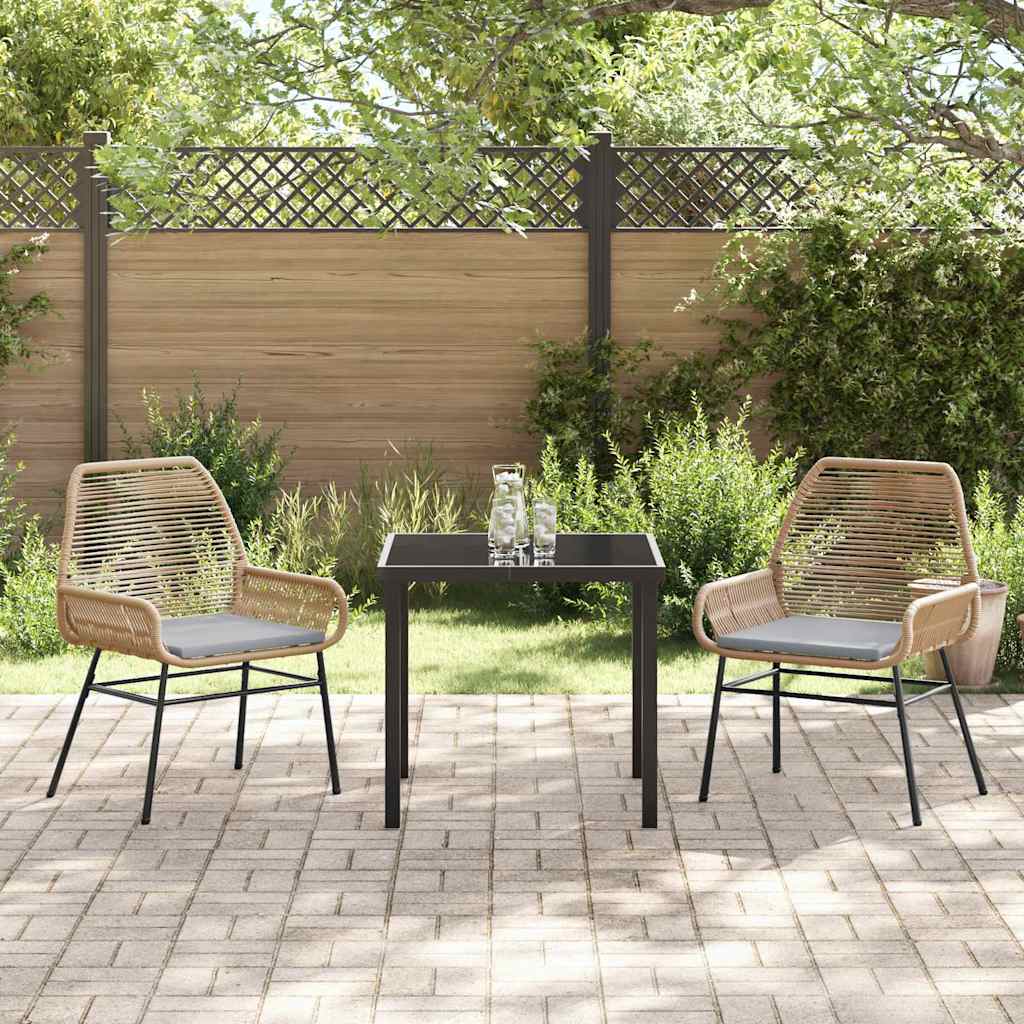 Have Spisebordssæt 3 pcs Brun polyrattan