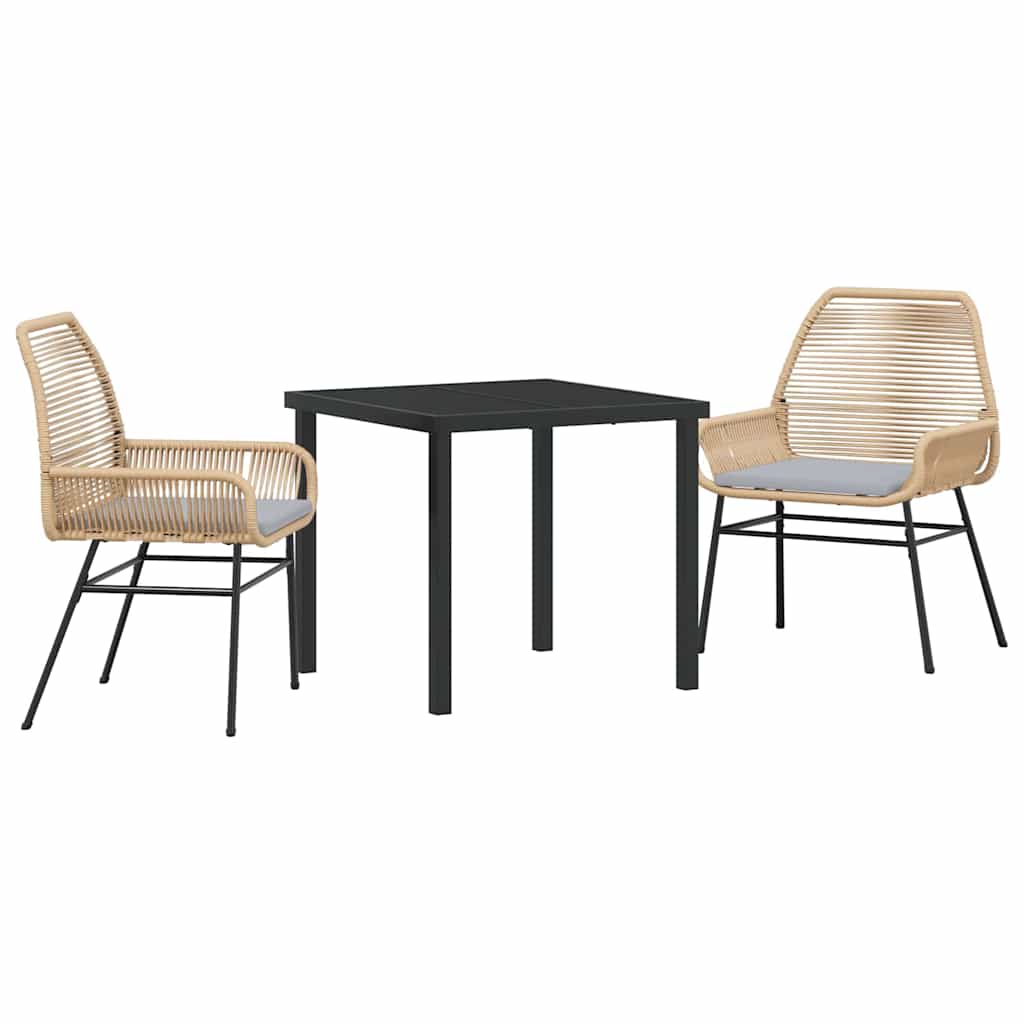 Have Spisebordssæt 3 pcs Brun polyrattan