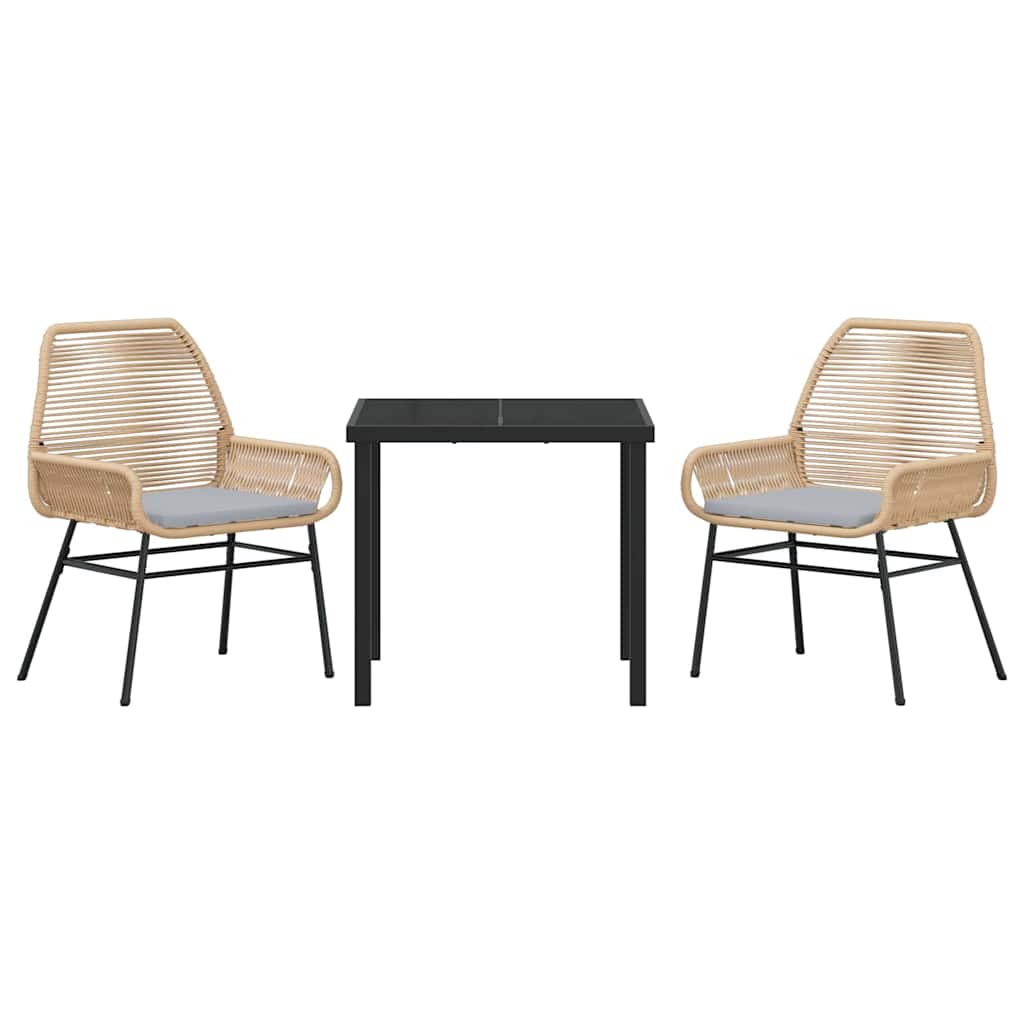 Have Spisebordssæt 3 pcs Brun polyrattan
