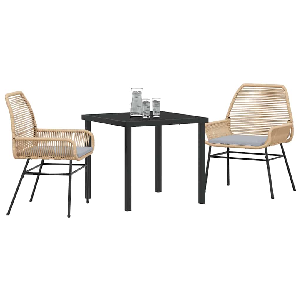Have Spisebordssæt 3 pcs Brun polyrattan