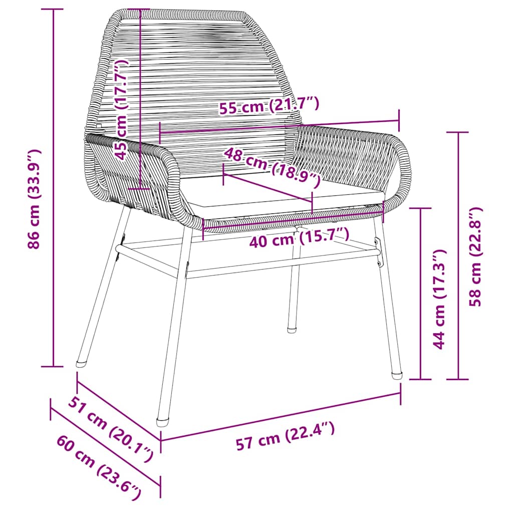 Have Spisebordssæt 3 pcs Brun polyrattan