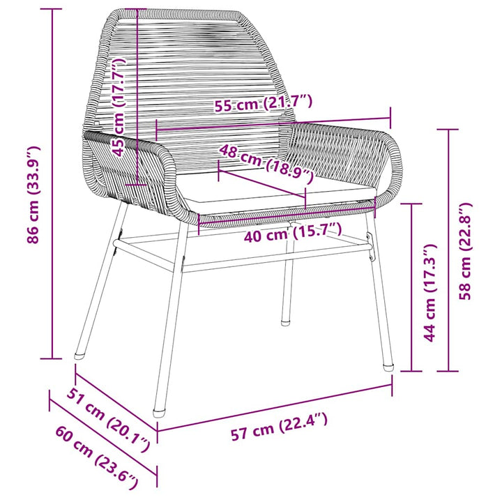 Have Spisebordssæt 3 pcs Brun polyrattan