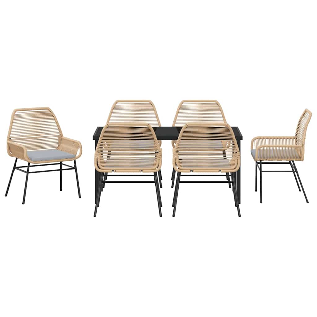 Have Spisebordssæt 7 pcs Brun polyrattan