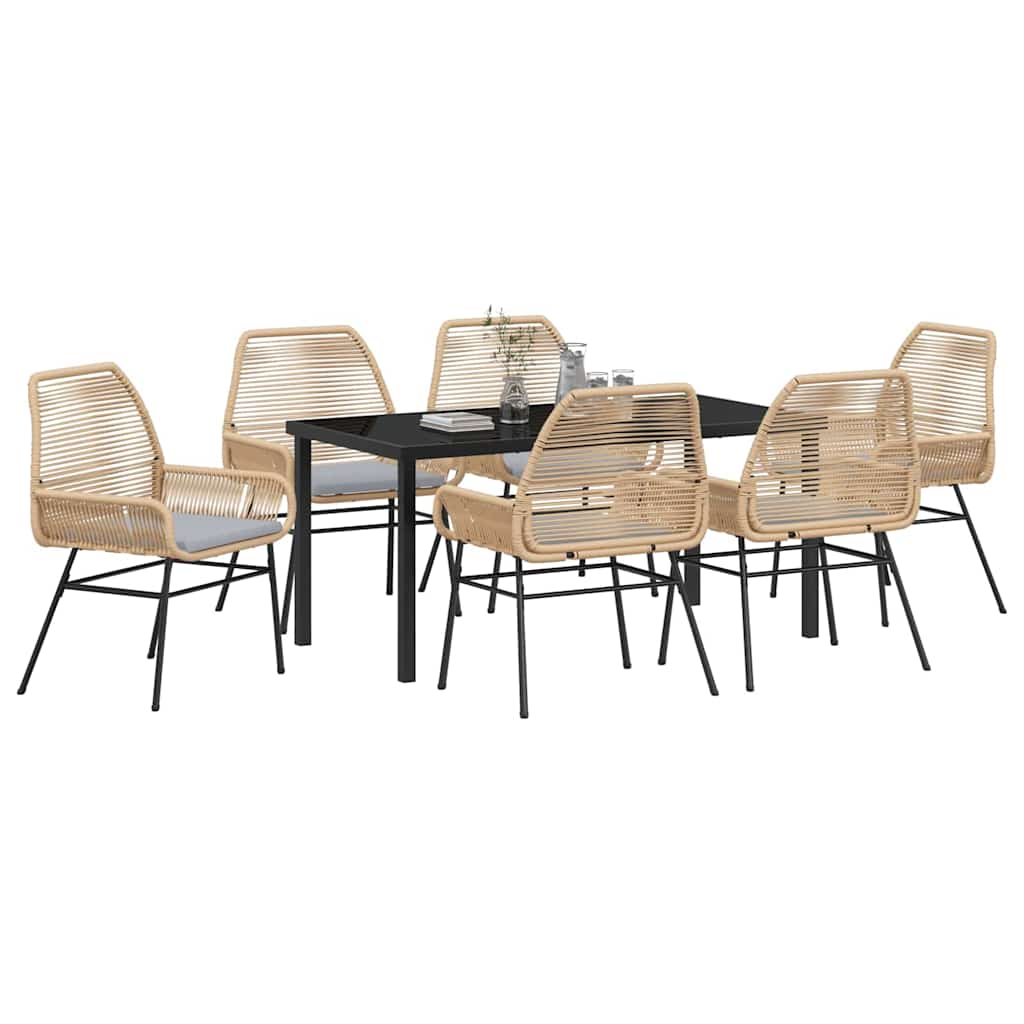 Have Spisebordssæt 7 pcs Brun polyrattan