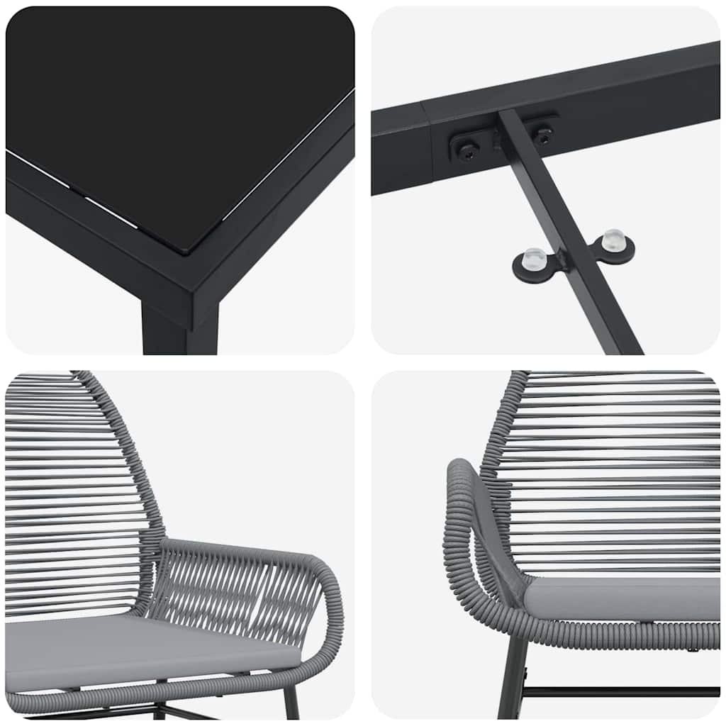 Have Spisebordssæt 3 pcs Grå polyrattan