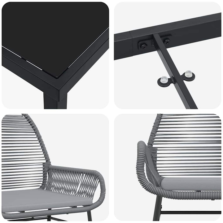 Have Spisebordssæt 3 pcs Grå polyrattan