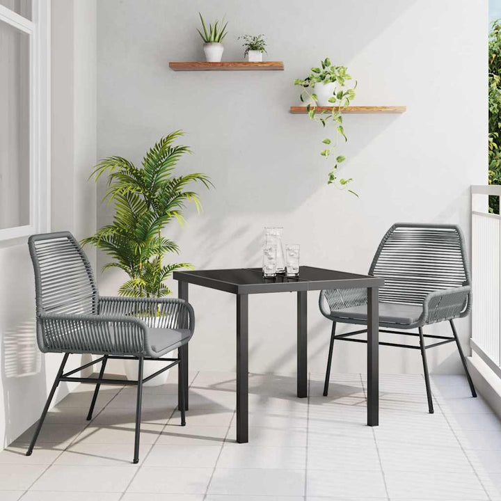 Have Spisebordssæt 3 pcs Grå polyrattan