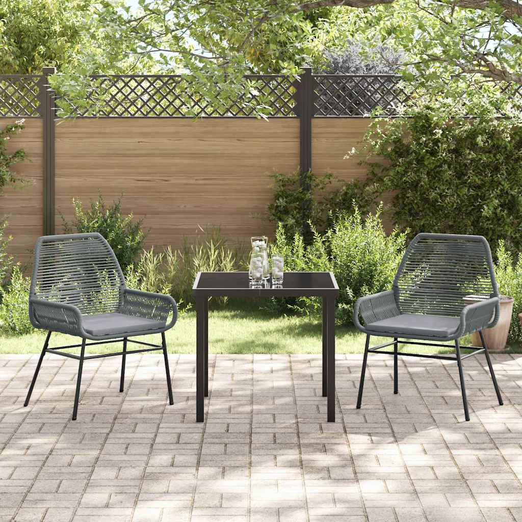Have Spisebordssæt 3 pcs Grå polyrattan