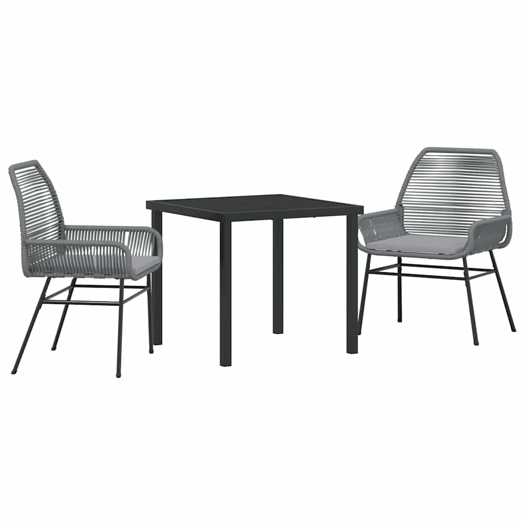 Have Spisebordssæt 3 pcs Grå polyrattan