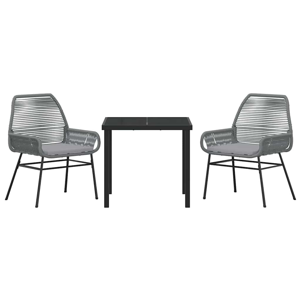 Have Spisebordssæt 3 pcs Grå polyrattan