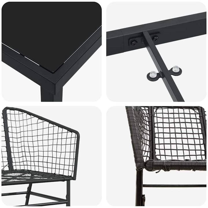Have Spisebordssæt 3 pcs Sort polyrattan