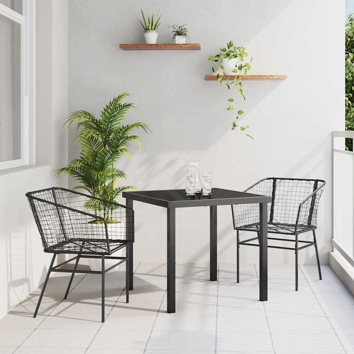 Have Spisebordssæt 3 pcs Sort polyrattan