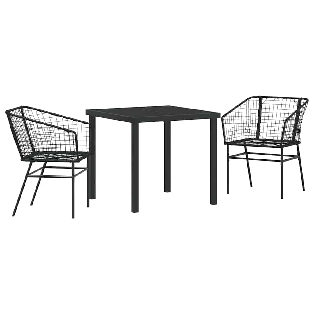 Have Spisebordssæt 3 pcs Sort polyrattan