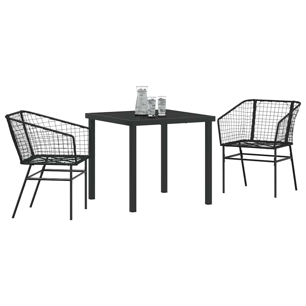 Have Spisebordssæt 3 pcs Sort polyrattan