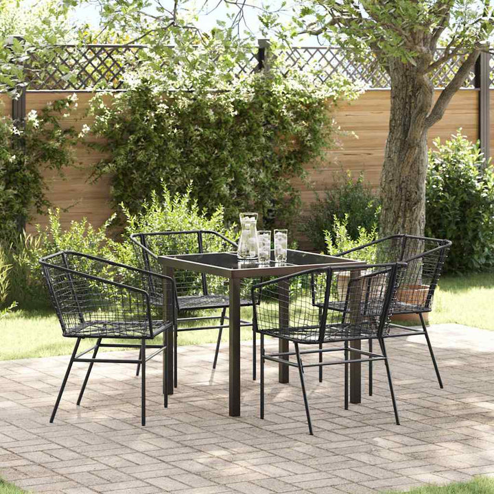 Have Spisebordssæt 5 pcs Sort polyrattan