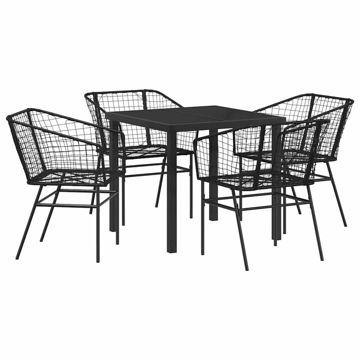 Have Spisebordssæt 5 pcs Sort polyrattan
