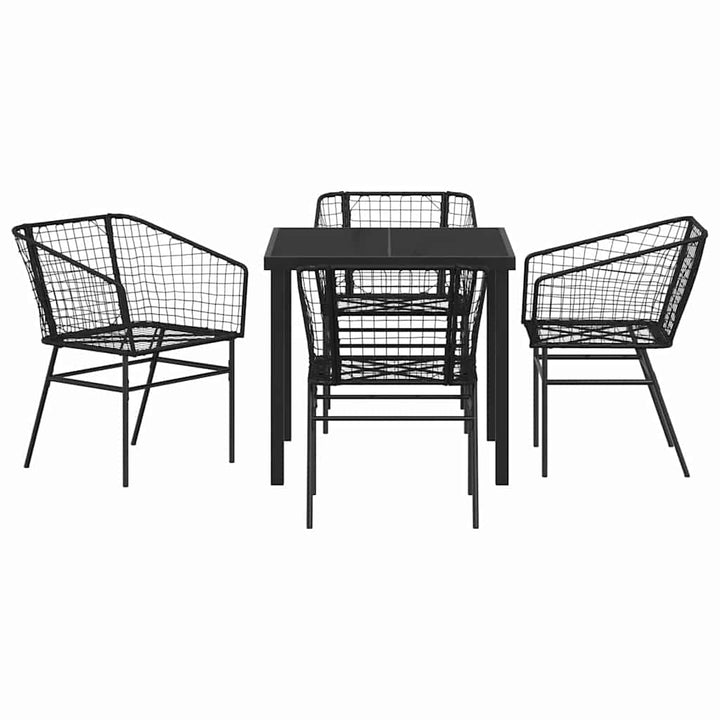 Have Spisebordssæt 5 pcs Sort polyrattan