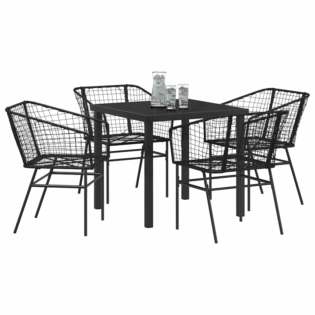Have Spisebordssæt 5 pcs Sort polyrattan