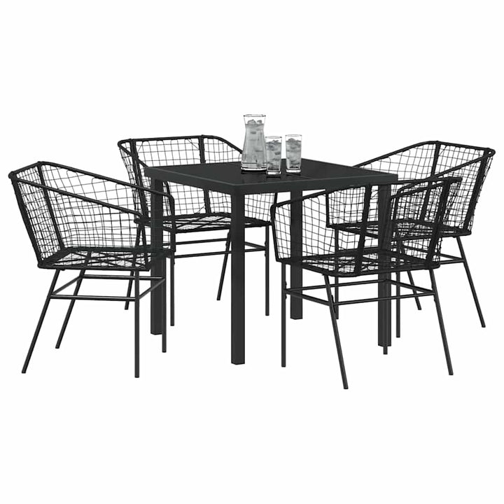 Have Spisebordssæt 5 pcs Sort polyrattan