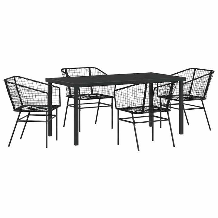 Have Spisebordssæt 5 pcs Sort polyrattan