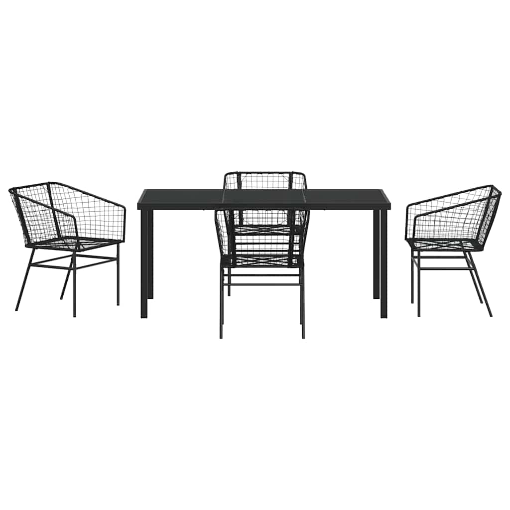 Have Spisebordssæt 5 pcs Sort polyrattan