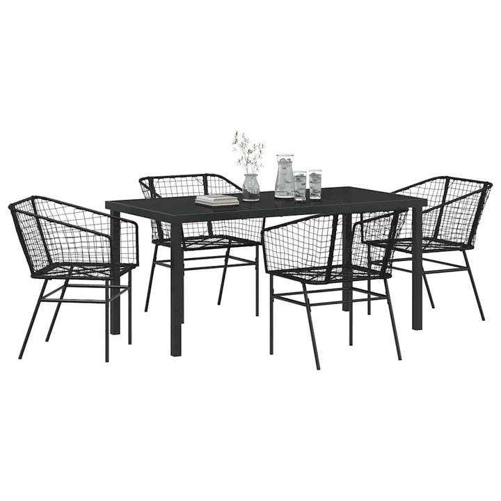Have Spisebordssæt 5 pcs Sort polyrattan