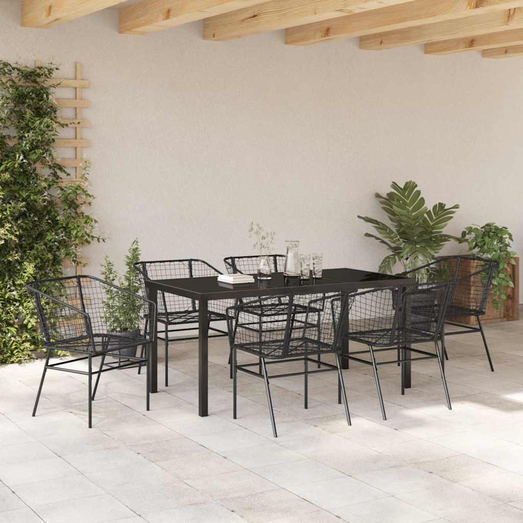 Have Spisebordssæt 7 pcs Sort polyrattan