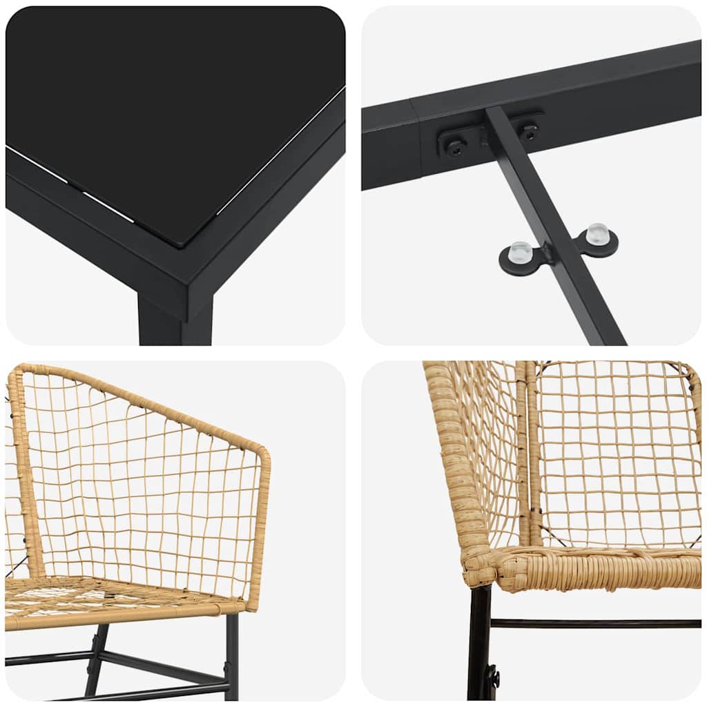 Have Spisebordssæt 3 pcs Brun polyrattan