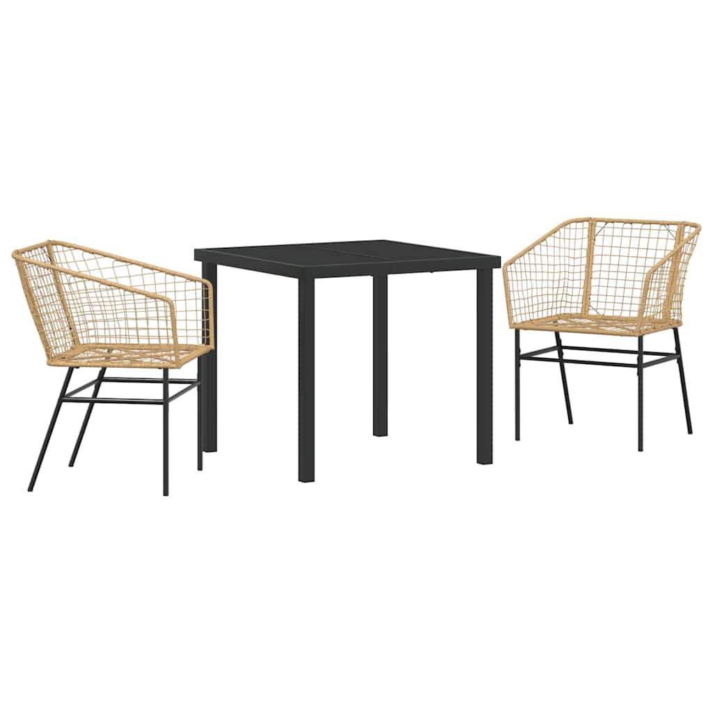 Have Spisebordssæt 3 pcs Brun polyrattan